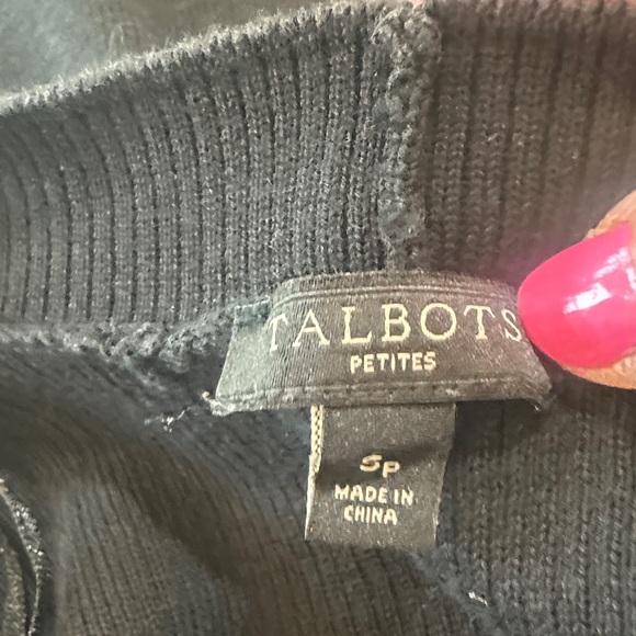 TALBOTS BLACK OPEN FRONT CARDIGAN SMALL PETITE 3/4 SLEEVE. - Picture 6 of 8